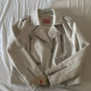 Levi’s White Faux Leather Moto Jacket